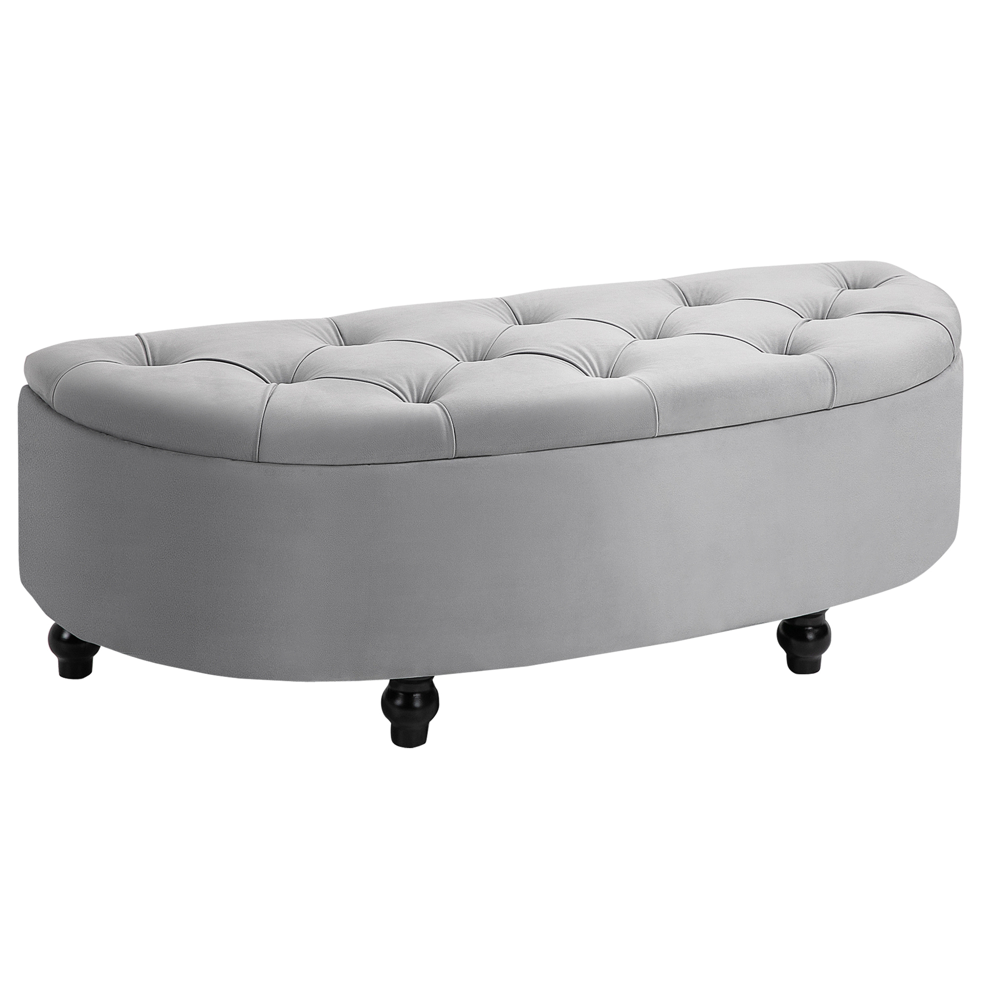 Sitzbank mit Stauraum Polsterbank mit Samtoptik, geöffnetem Deckel Sitztruhe mit Holzbeine, Truhenbank für Wohnzimmer Flur Schlafzimmer 120 x 46 x 42 cm, Grau Sitzbank mit Stauraum Polsterbank mit Samtoptik, geöffnetem Deckel Sitztruhe mit Holzbeine, Truhenbank für Wohnzimmer Flur Schlafzimmer 120 x 46 x 42 cm, Grau