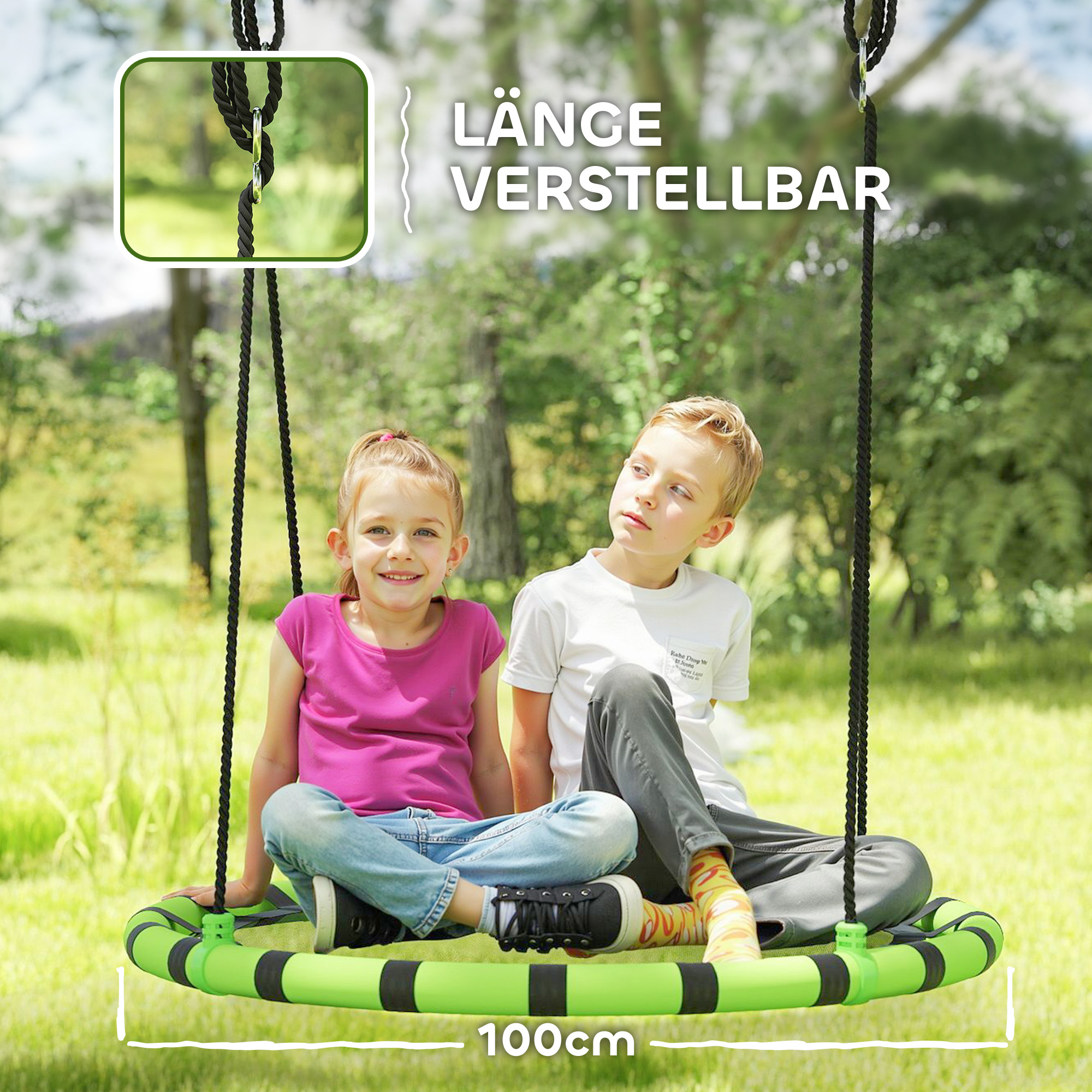 Kinderschaukel, 150 kg belastbar, Ø100 x 180H cm, Metall, Schaumstoff, Schwarz