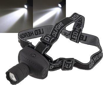 LED-Stirnlampe mit fokussierbarer 1W LED, 3x AAA Batterie nötig LED-Stirnlampe mit fokussierbarer 1W LED, 3x AAA Batterie nötig