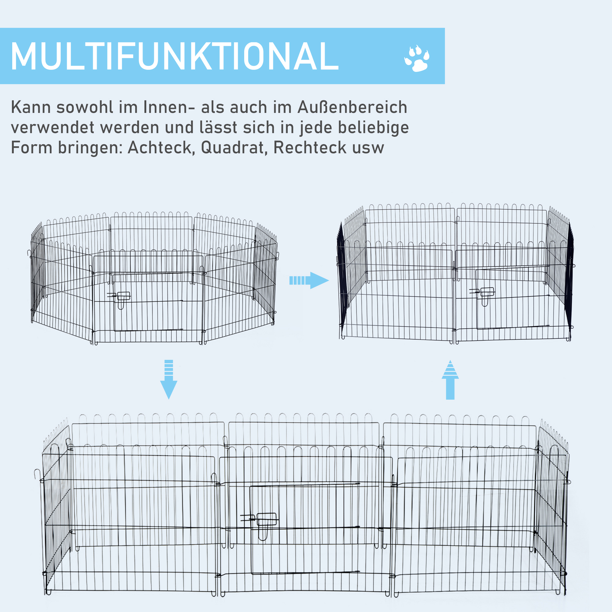 Welpenauslauf Welpenzaun Laufstall Freilaufgehege Welpengitter 5 Maßen (Maße: 71x61cm)