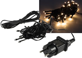LED Aussen-Lichterkette "CT-ALK040" 4m, warmweiß, Kabel schwarz, IP44, 40 LEDs LED Aussen-Lichterkette "CT-ALK040" 4m, warmweiß, Kabel schwarz, IP44, 40 LEDs