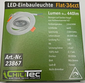 LED-Einbauleuchte "Flat-36 CCT", 5W, 3000/4000/6500K, schwenkbar