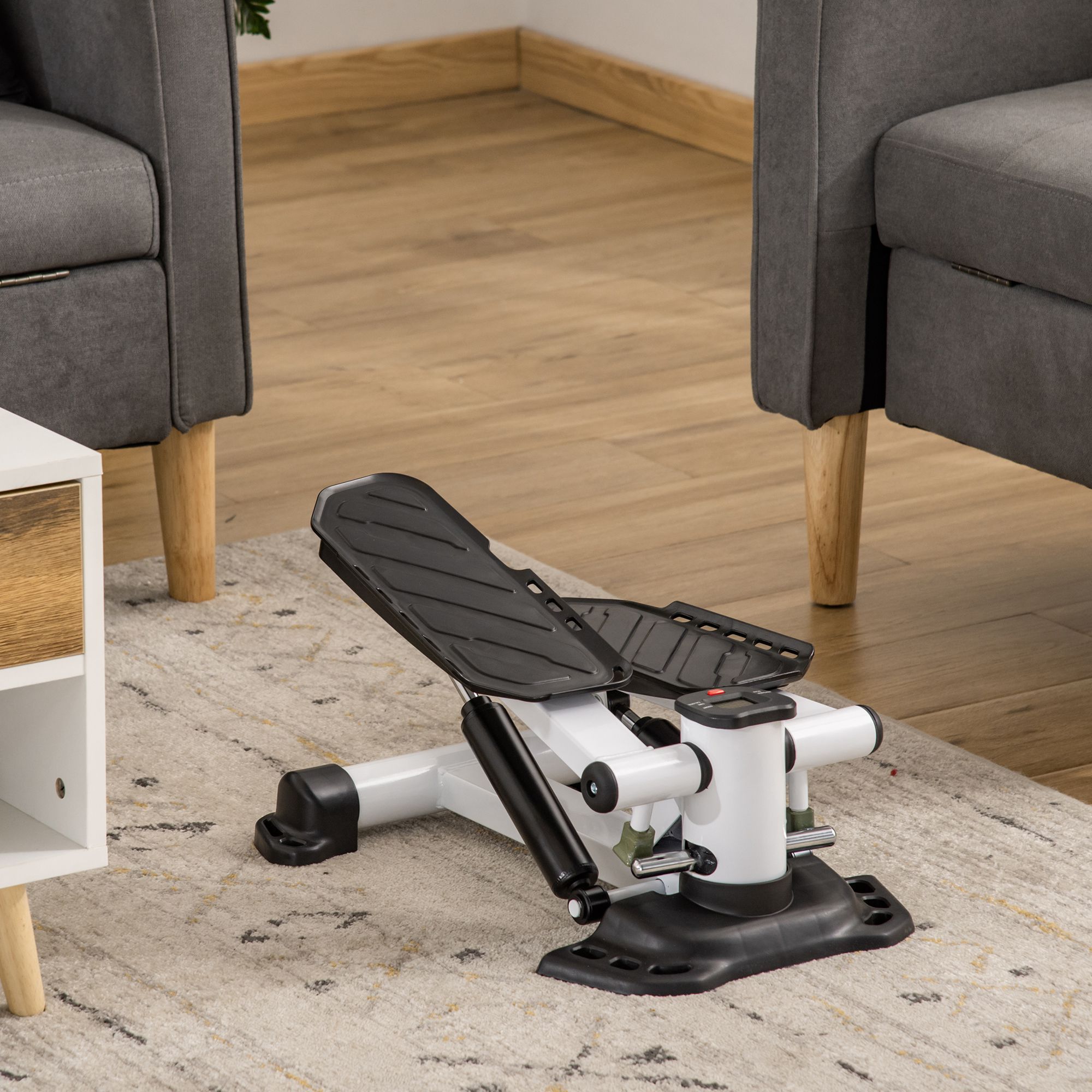 Mini Stepper für Zuhause, Rutschfest Up-Down Stepper mit LCD-Anzeige, Stepper Hometrainer mit zwei großen Pedalen, Stahl, Schwarz