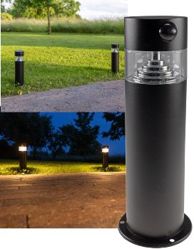 LED Solar Wegeleuchte "SWL-AS30", IP44, warmweiß 3000K, PIR Sensor, 30cm