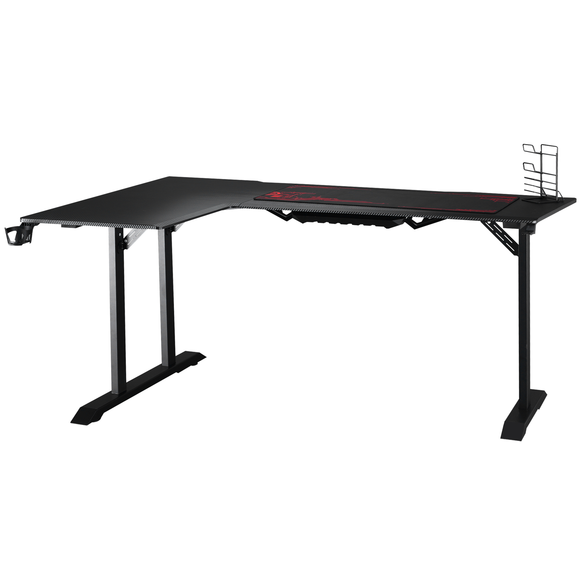 Gaming Tisch Schreibtisch L-förmige mit Kopfhörerhaken Getränkehalterung Computertisch MDF Metall Schwarz+Rot 168 x 109 x 78 cm Gaming Tisch Schreibtisch L-förmige mit Kopfhörerhaken Getränkehalterung Computertisch MDF Metall Schwarz+Rot 168 x 109 x 78 cm