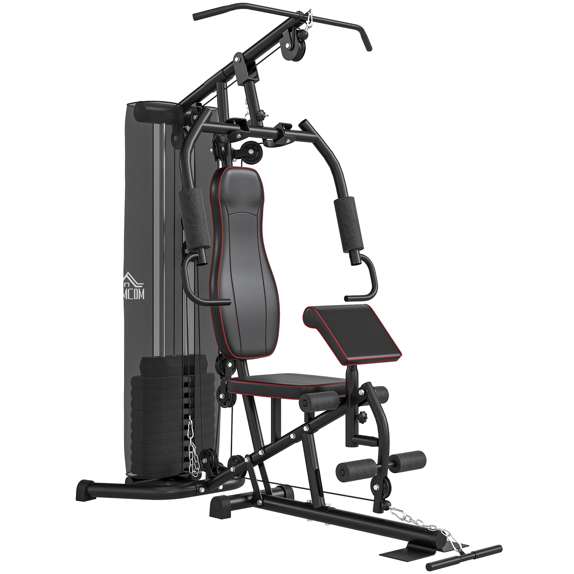 Heimtrainer, Trainingsstation, Hantelbank, Brustpresse, Stahl, 170x104x205 cm, Schwarz