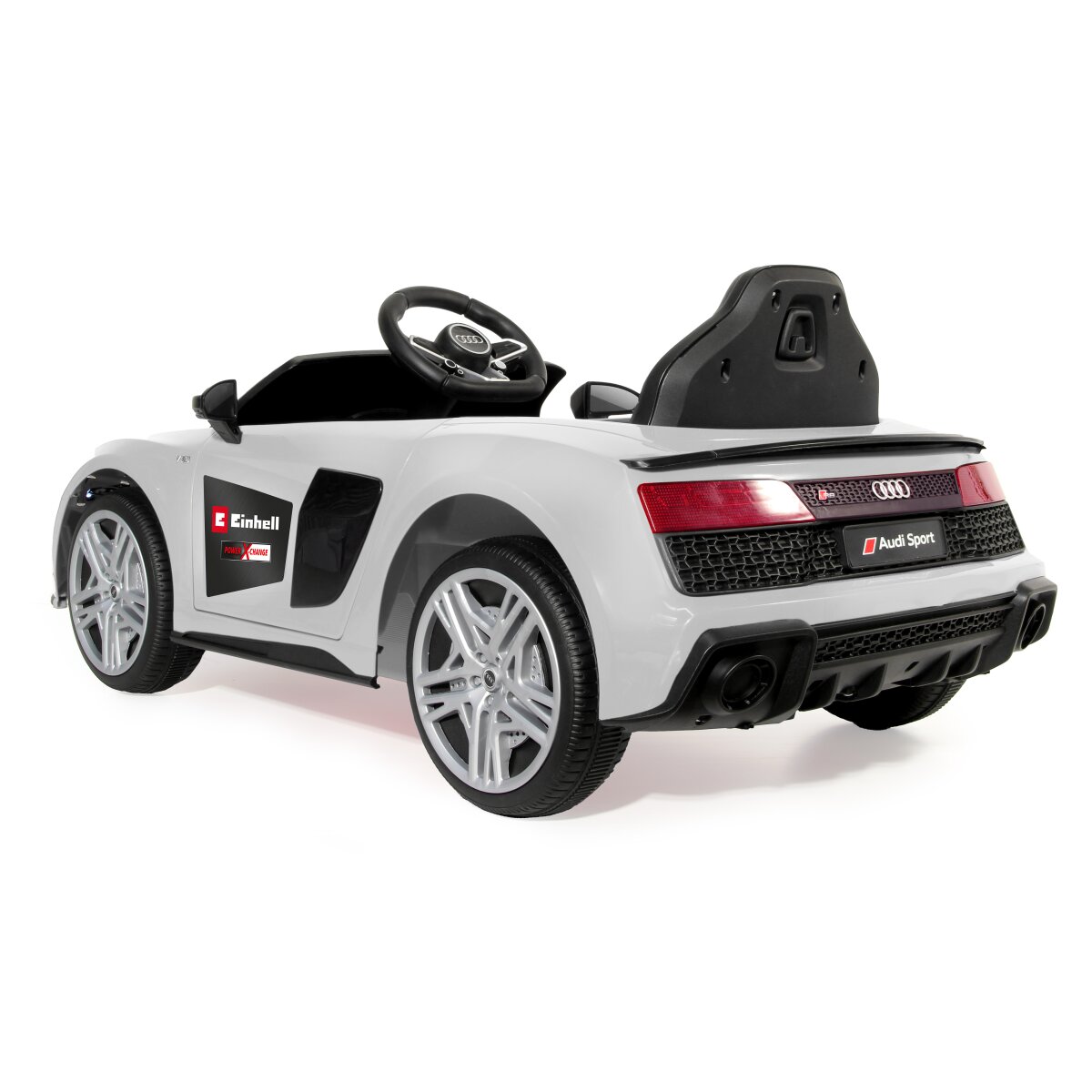 Kinderfahrzeug Audi R8 Spyder weiß Einhell Power X-Change inkl. Starter Set