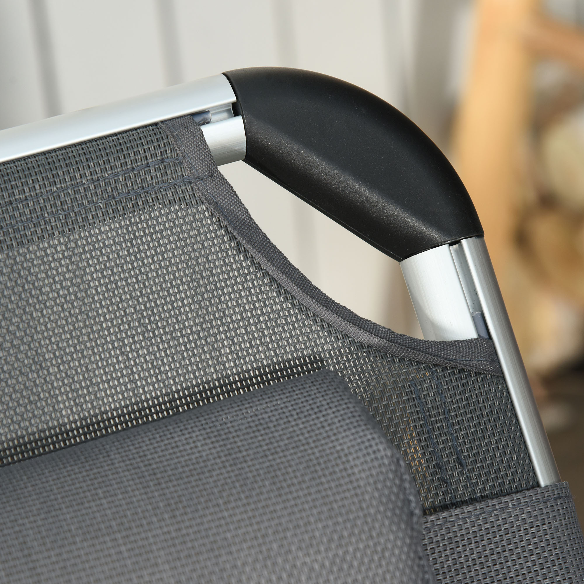 Sonnenliege faltbar Gartenliege mit Kopfkissen Liegestuhl mit der 4-stufig verstellbaren Rückenlehne Campingliege bis 120 kg belastbar für Outdoor-Park, Garten, Grau