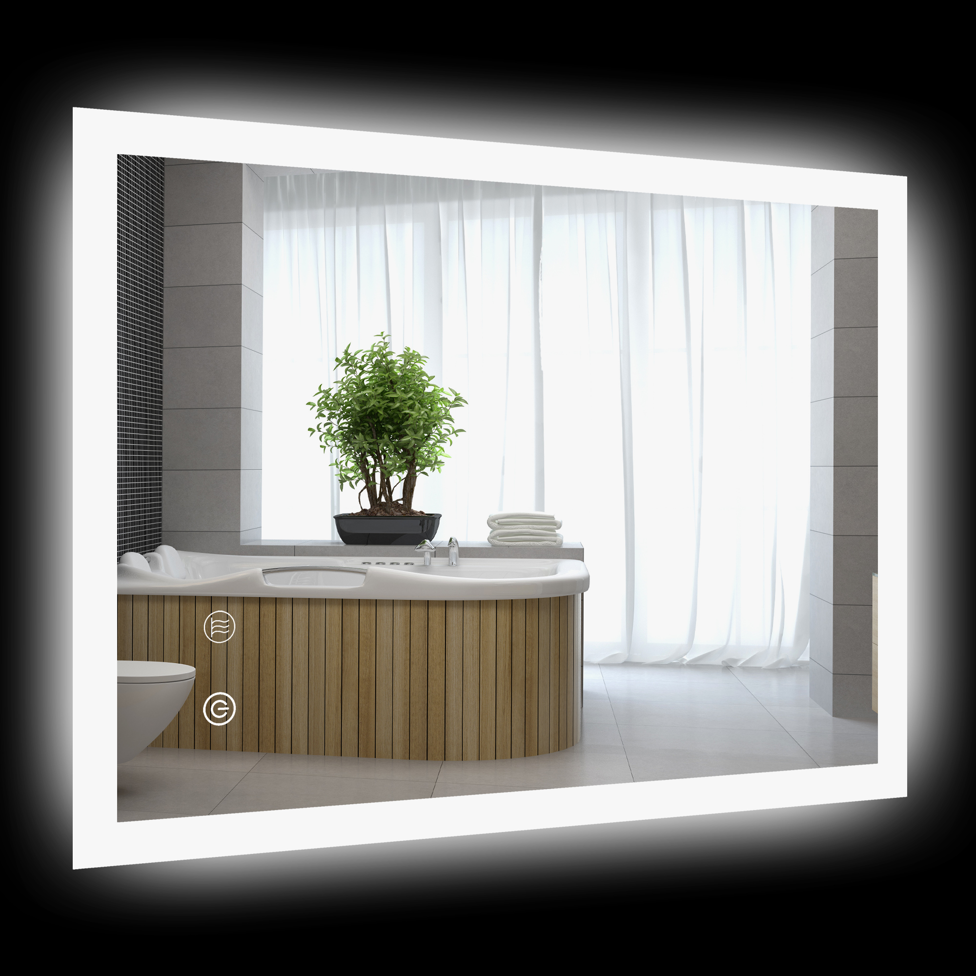 LED Badezimmerspiegel, Hintergrundbeleuchtung, Touch-Funktion, Memory-Funktion, kein Beschlagen, 70 x 50 cm LED Badezimmerspiegel, Hintergrundbeleuchtung, Touch-Funktion, Memory-Funktion, kein Beschlagen, 70 x 50 cm