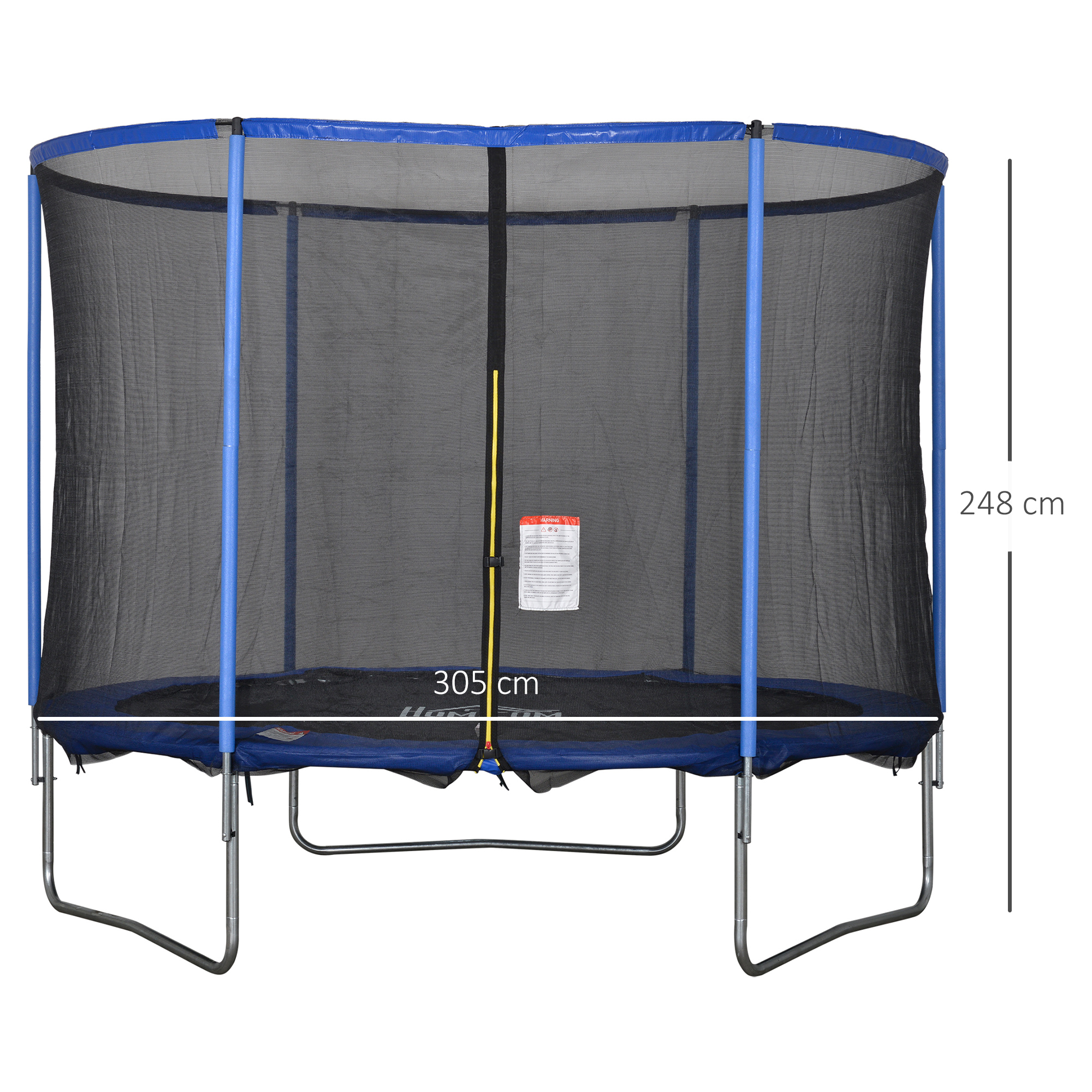 Trampolin mit Sicherheitsnetz Gartentrampolin für Innen- und Außenbereich Fitnesstrampolin für Kinder und Erwachsene Stahl Blau+Schwarz bis 113,6 kg Ø305 x 248H cm