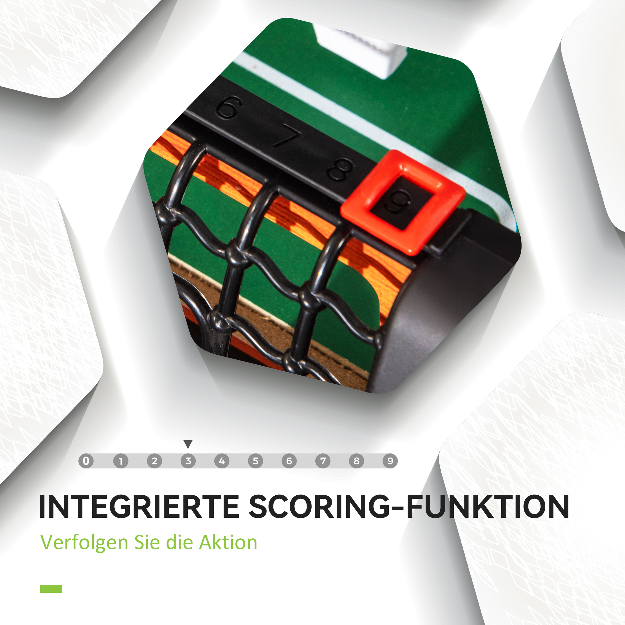 Tischkicker, Tischfußball-Set, 2 Bälle, rutschfeste Griffe, für Kinder und Erwachsene, Punkteanzeige, MDF, Metall, Bunt