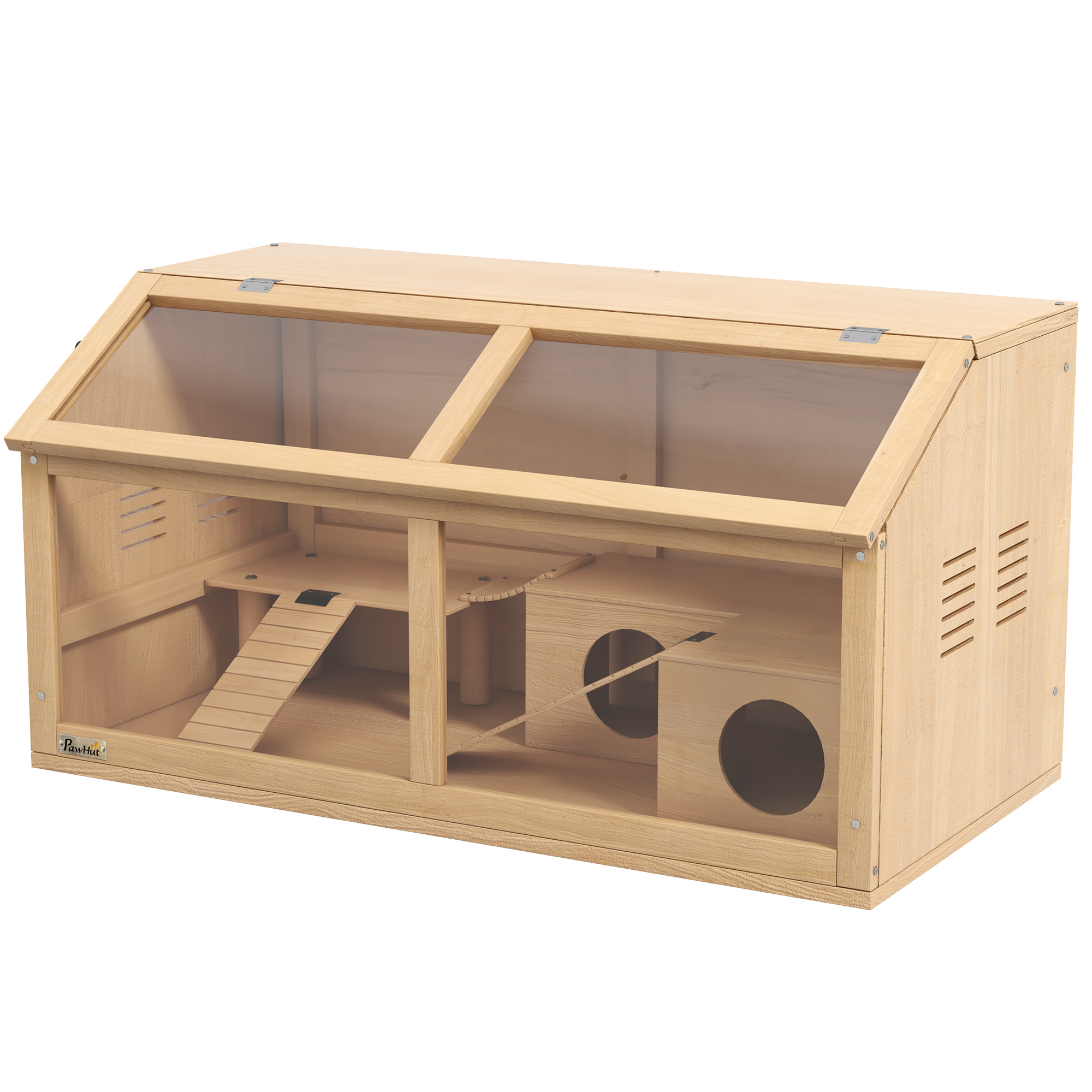 Hamsterkäfig für syrische Hamster und Zwerghamster, mit Plattform, Hängebrücke, Hütte, 85x45x44 cm Hamsterkäfig für syrische Hamster und Zwerghamster, mit Plattform, Hängebrücke, Hütte, 85x45x44 cm