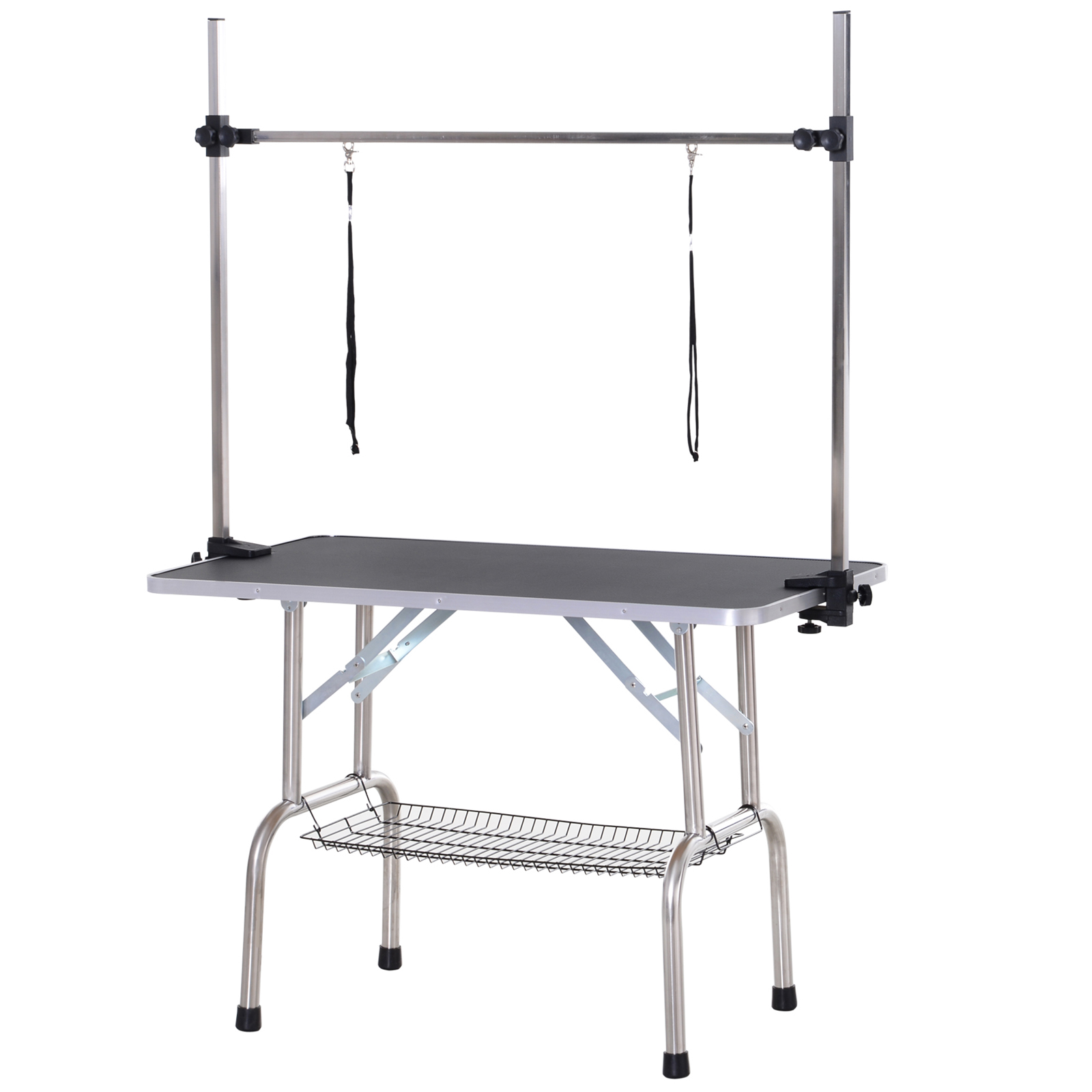 Hundepflegetisch Höhenverstellbar Tierpflegetisch Klappbar Hunde Pflegetisch Hundefriseur Tisch Schertisch Trimmtisch mit Unterkorb für Hunde Katzen bis zu 100 kg Schwarz