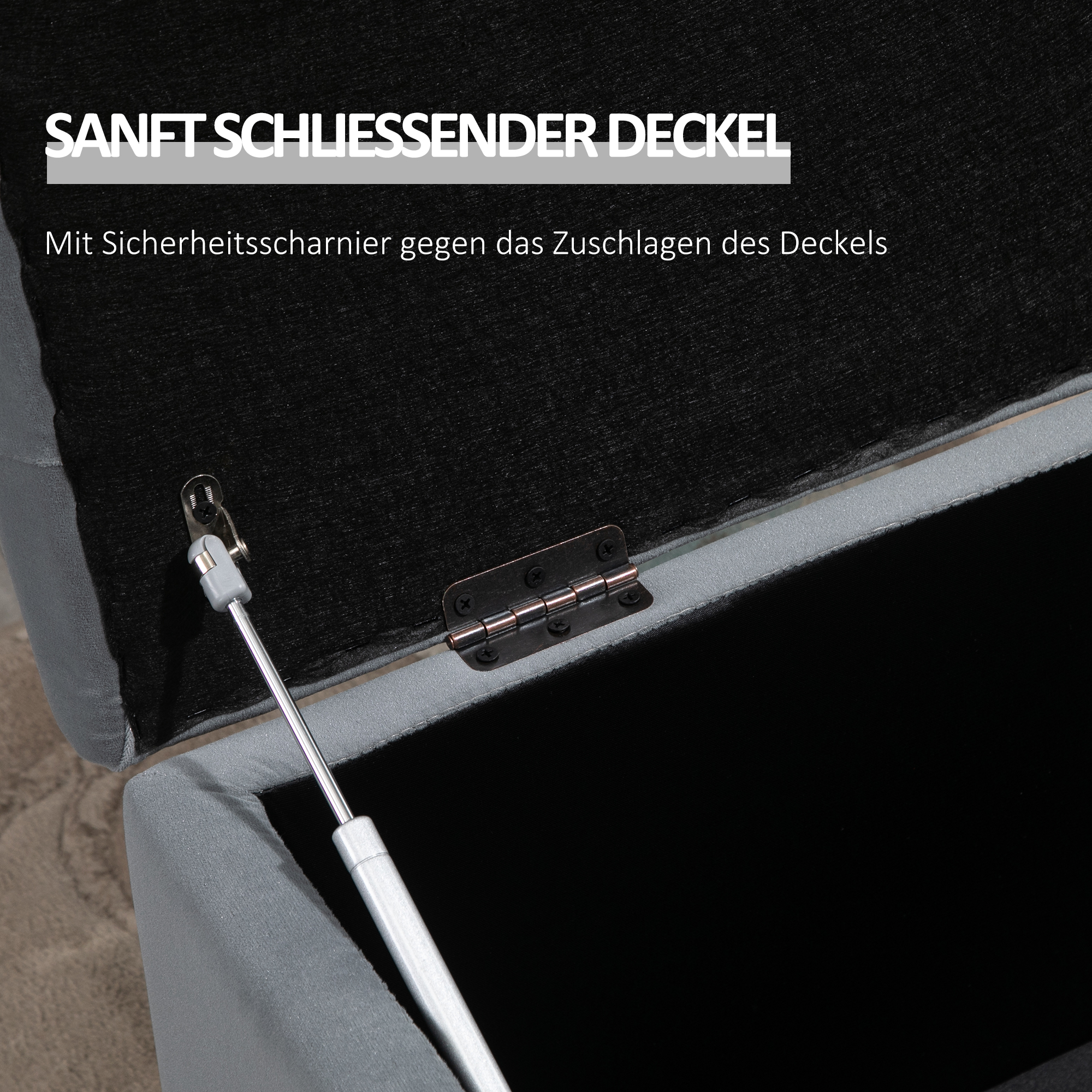 3-teiliges Set mit Stauraum, 2 x Sitzhocker, Polster-Sitztruhe, Fußhocker, Aufbewahrungsbox, Fußablage, belastbar bis 130 kg, Mikrofaserstoff, Schaumstoff, 75 x 40 x 42 cm, Hellgrau