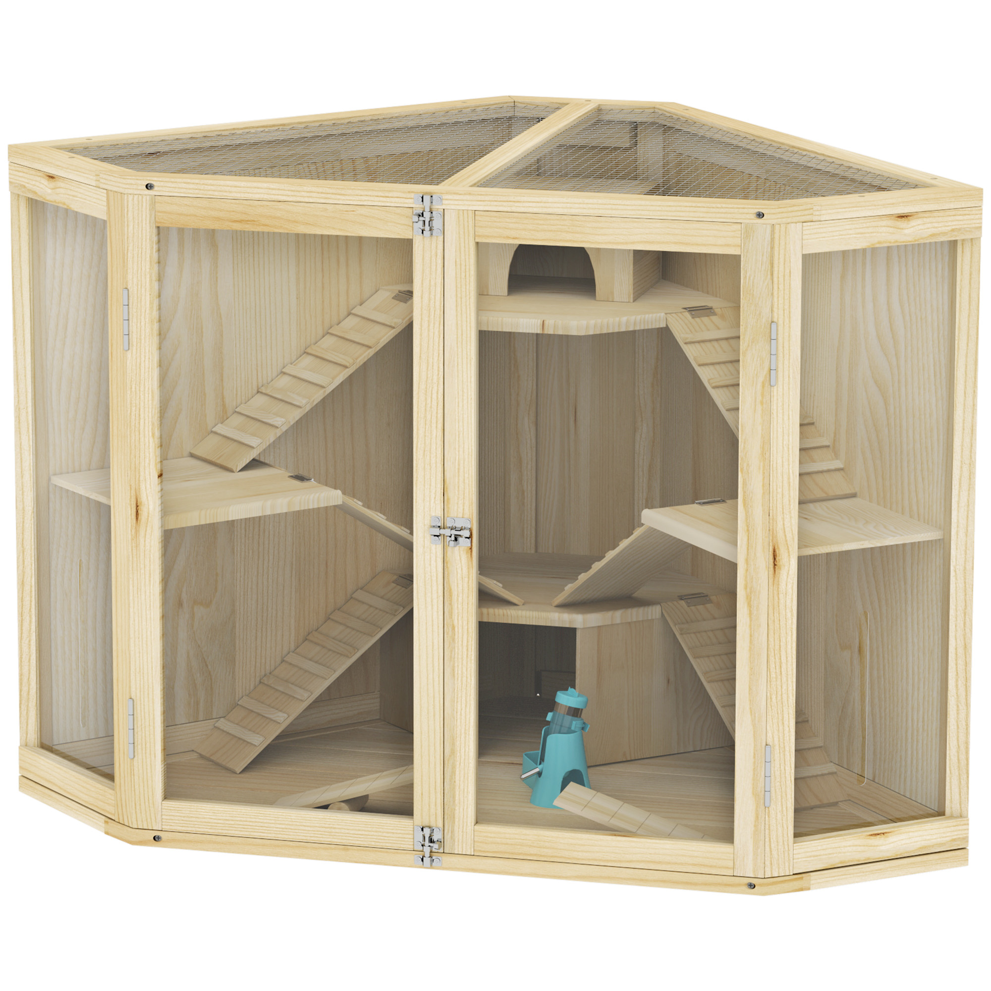 Hamsterkäfig, 4-Ebenen-Design, mit Fütterungsstation, Wippe, Rampe, Hütten, 115 x 69,5 x 79 cm, Holz Hamsterkäfig, 4-Ebenen-Design, mit Fütterungsstation, Wippe, Rampe, Hütten, 115 x 69,5 x 79 cm, Holz