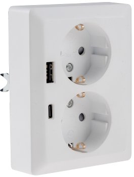 MILOS Schutzkontakt-Steckdose 2-fach, 250V~/ 16A, 1x UP, USB A+C/PD, weiß matt