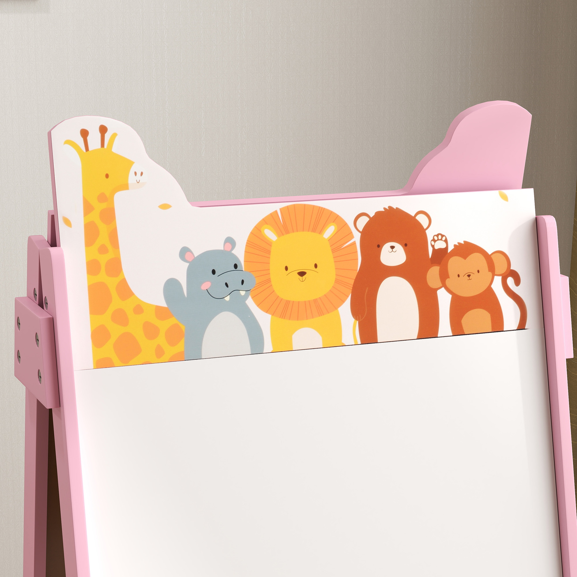 2-in-1 Kindermalstaffelei mit Whiteboard, Kreidetafel, Aufbewahrungsboxen, für Kinder im Alter von 3-8 Jahren, Rosa