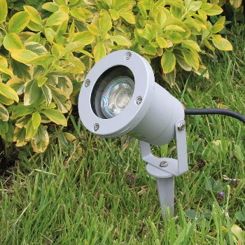 Gartenleuchte "CT-GS10", silbergrau, 230V, 1,5m Kabel+Erdspieß, GU10 Fassung Gartenleuchte "CT-GS10", silbergrau, 230V, 1,5m Kabel+Erdspieß, GU10 Fassung