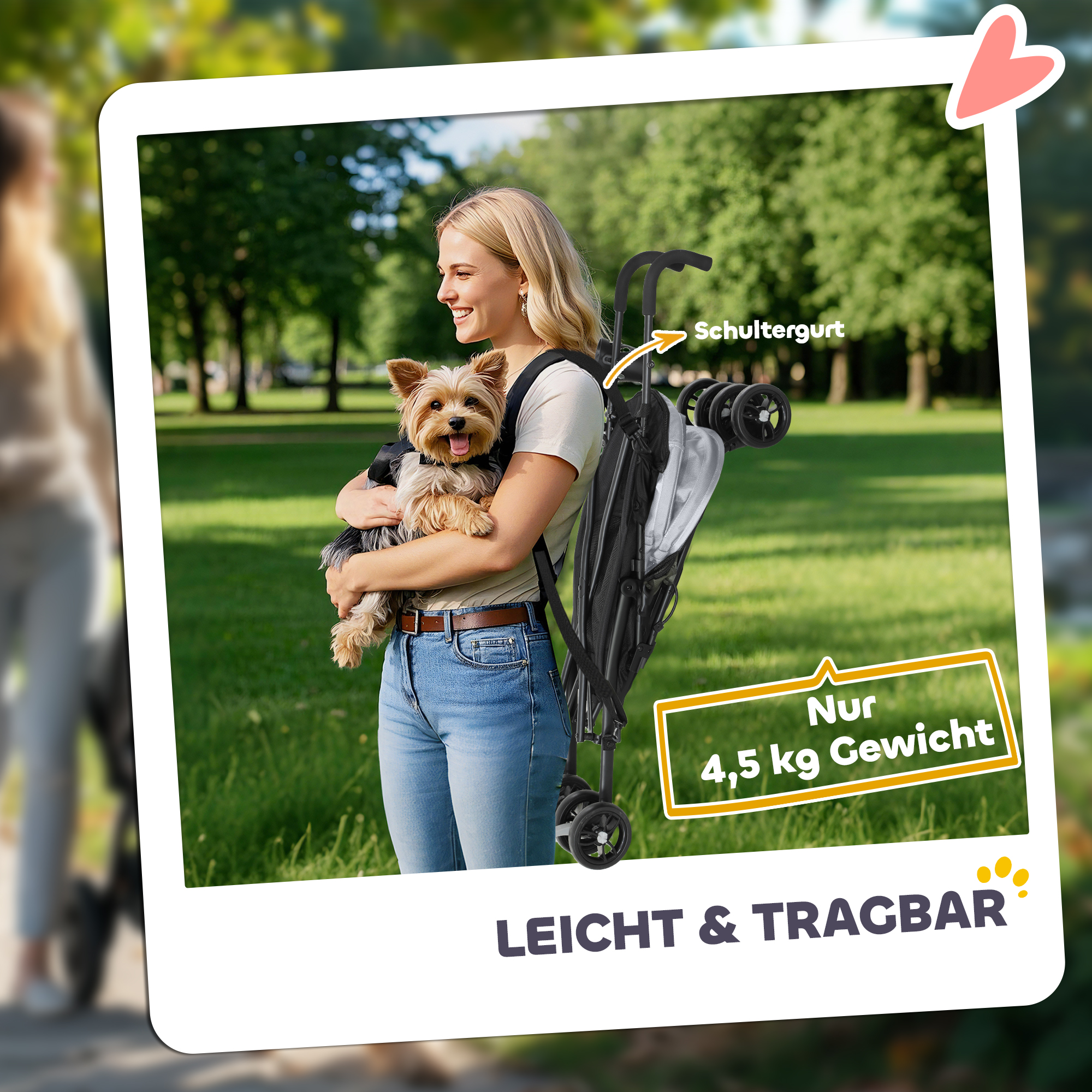 Haustierwagen, Sicherheitsleinen, Netzfenster, 76L x 44B x 103H cm, Hellgrau