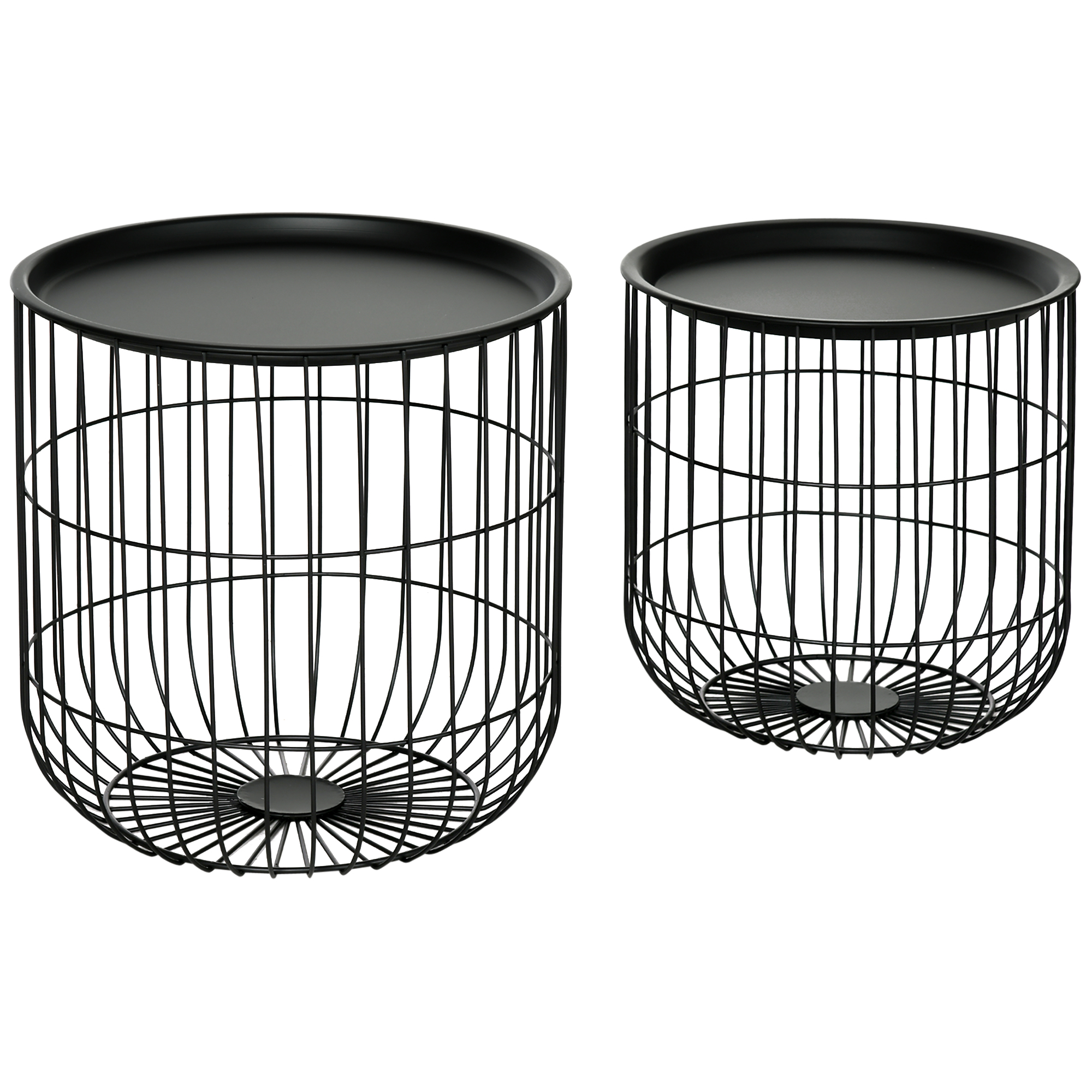 2er-Set Beistelltische im Skandidesign, mit Stauraum, stapelbar, Schwarz 2er-Set Beistelltische im Skandidesign, mit Stauraum, stapelbar, Schwarz