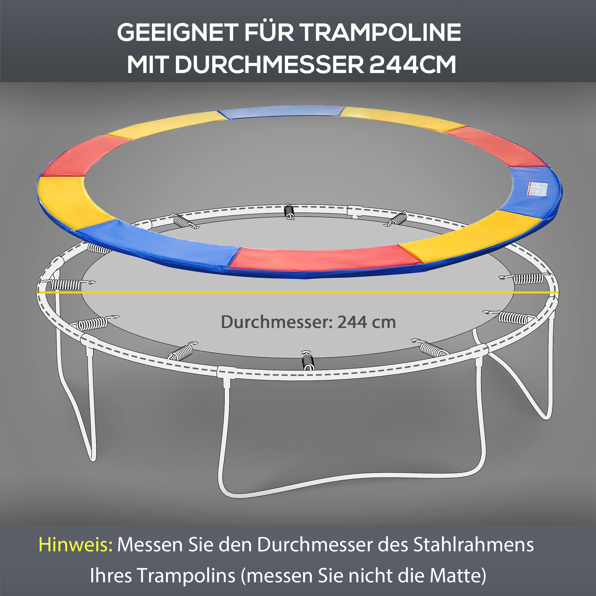 Trampolin Randabdeckung Sicherheitsnetz Wetterplane Leiter Randabdeckung: Ø 244cm Bunt