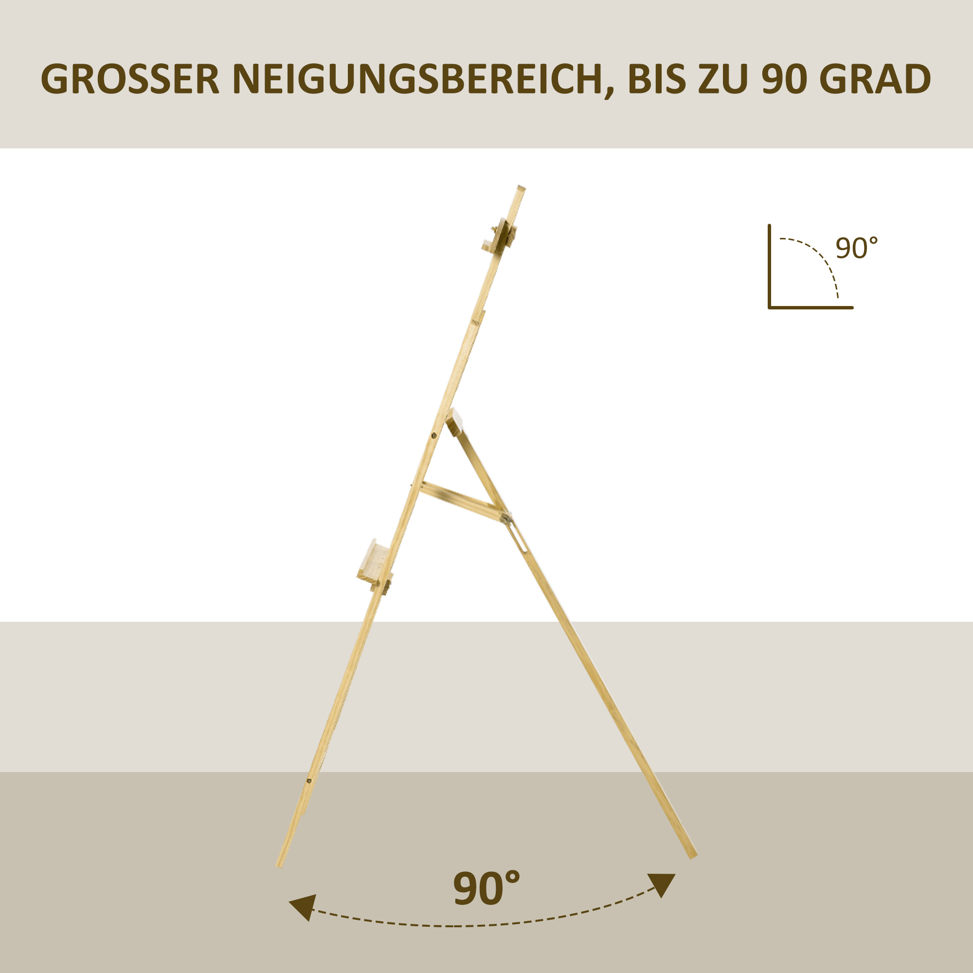 Staffelei Holz 134,5 cm hoch Holzstaffelei für Leinwände bis 108 cm Feldstaffelei Atelierstaffelei für Malerei, Skizze, Hochzeit, Ausstellung Natur