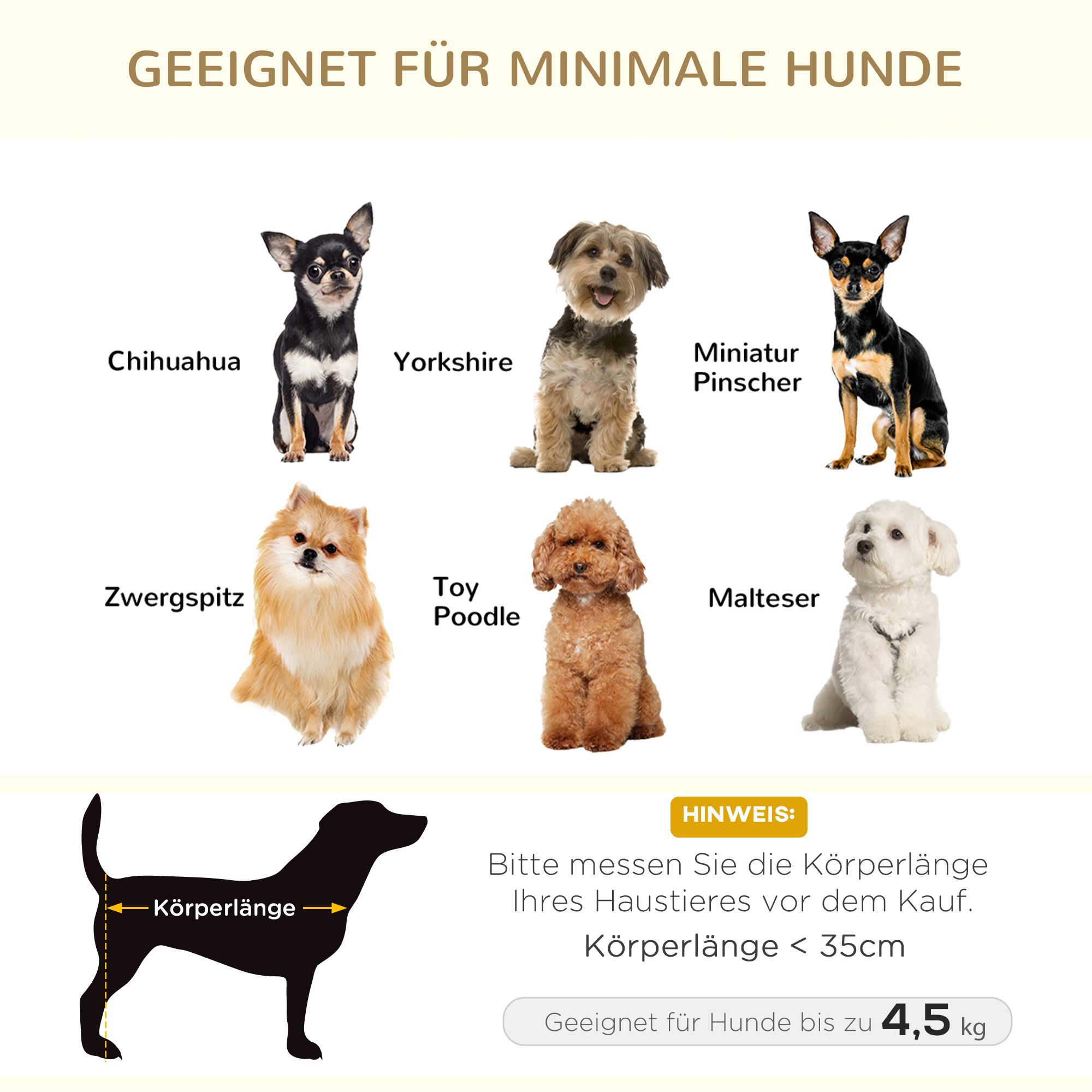 Haustiersofa Hundematte Hundebett Hundesofa Hundecouch Katzen Sofa mit Kissen Rückentasche Plüsch Schaumstoff Kiefernholz Cremeweiß 70 x 47 x 30 cm