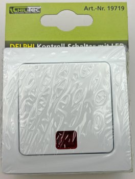 DELPHI Kontroll-Schalter mit Lämpchen, 250V~/ 10A, inkl. Rahmen, UP, weiß