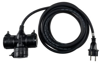 Gartensteckdose für Außen, 3-fach, IP44, 5m Zuleitung