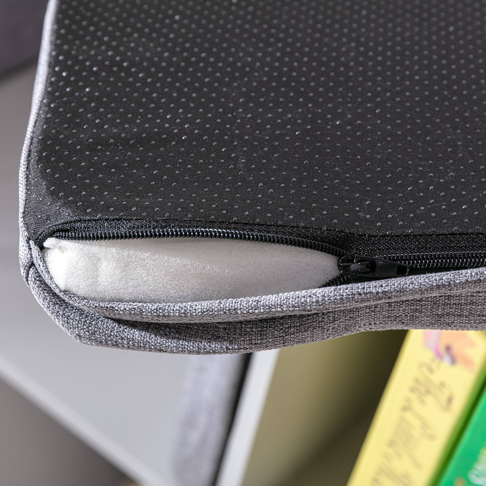 2-in-1 Kinderregal Regal + Sitzbank inkl. Polster 103 cm × 30 cm × 62 cm Weiß + Grau