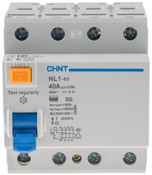 FI Fehlerstrom-Schutzschalter 30mA, 40A, 4-polig für DIN Trägerschiene