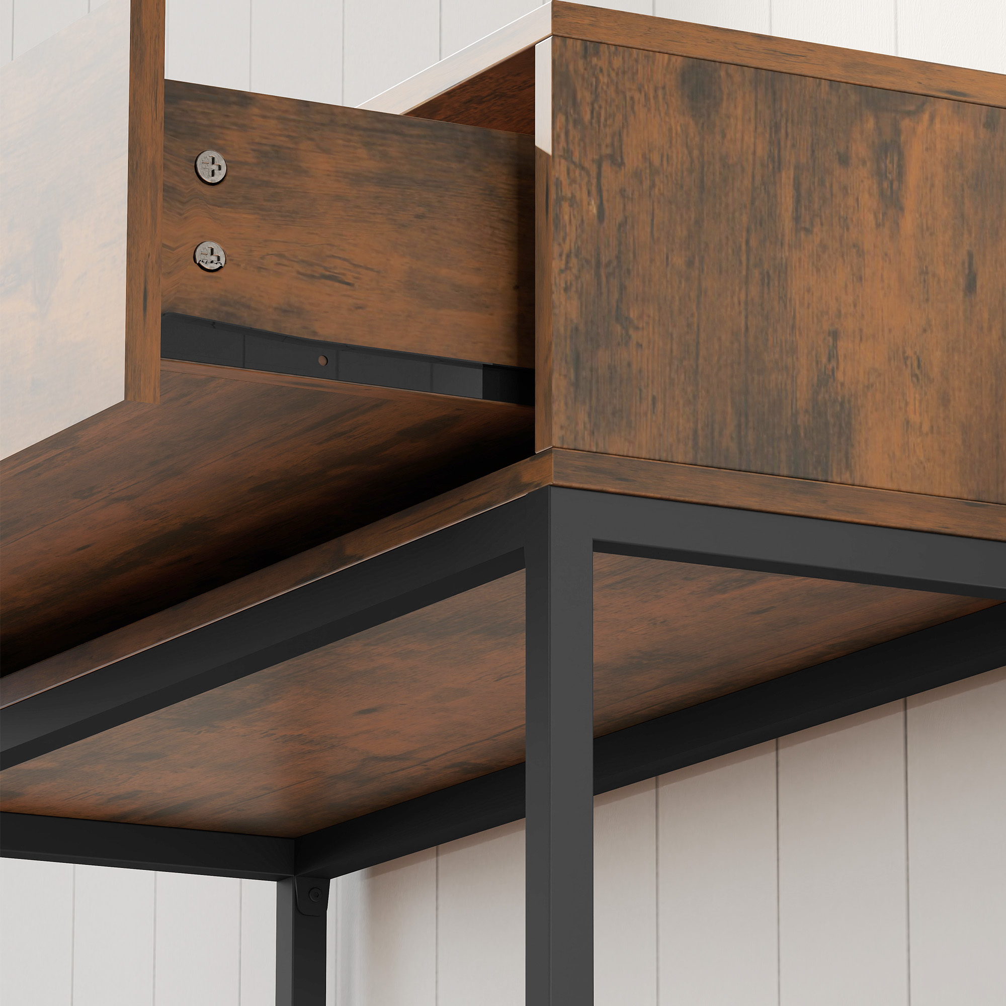 Konsolentisch Flurtisch mit Schublade, Industrie-Design, Flur Wohnzimmer, 80x30x76 cm, Schwarz