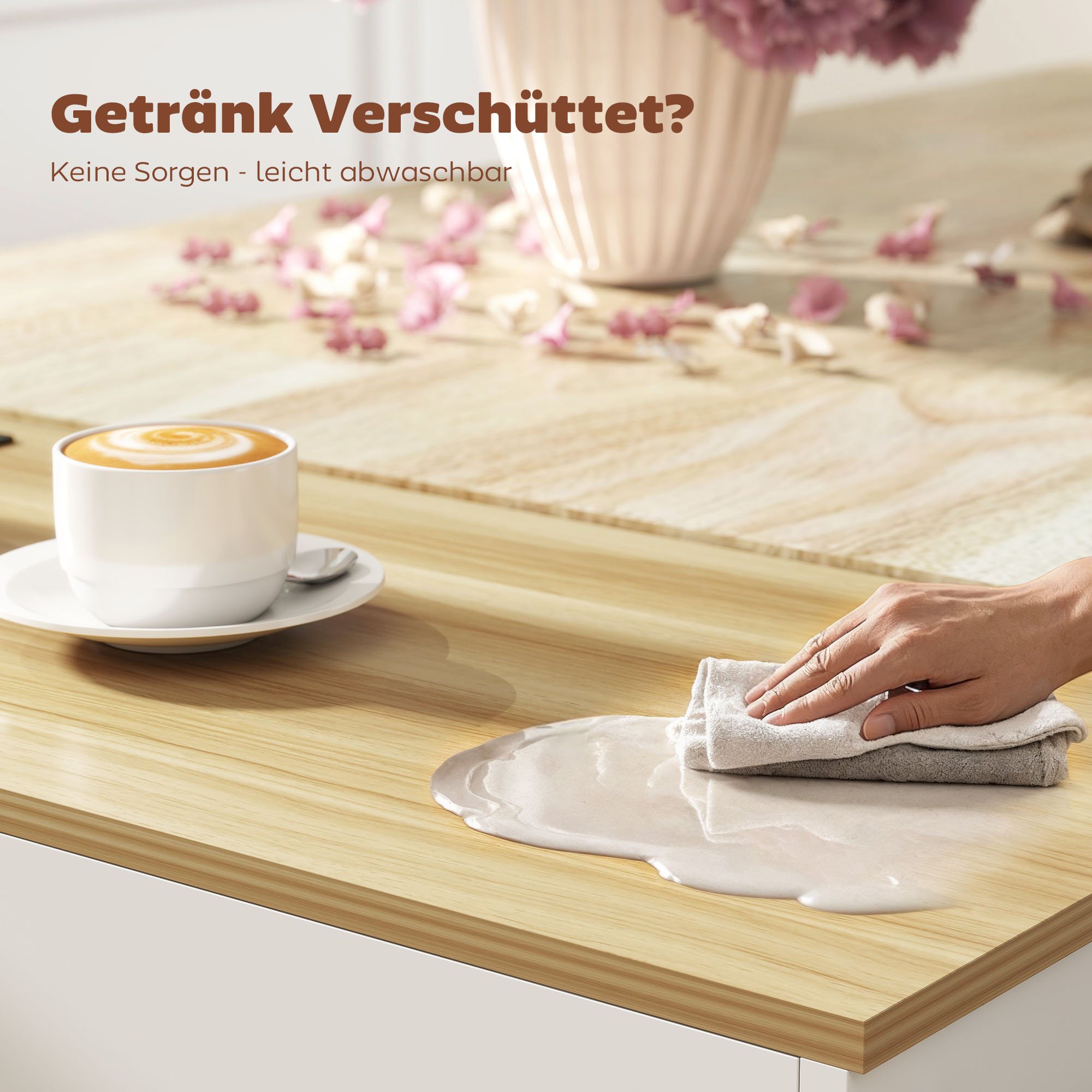 Kücheninsel, Küchenwagen auf Rollen, mit abklappbarer Arbeitsplatte, Schublade, Ablage, 120 x 68 x 85 cm, Weiß