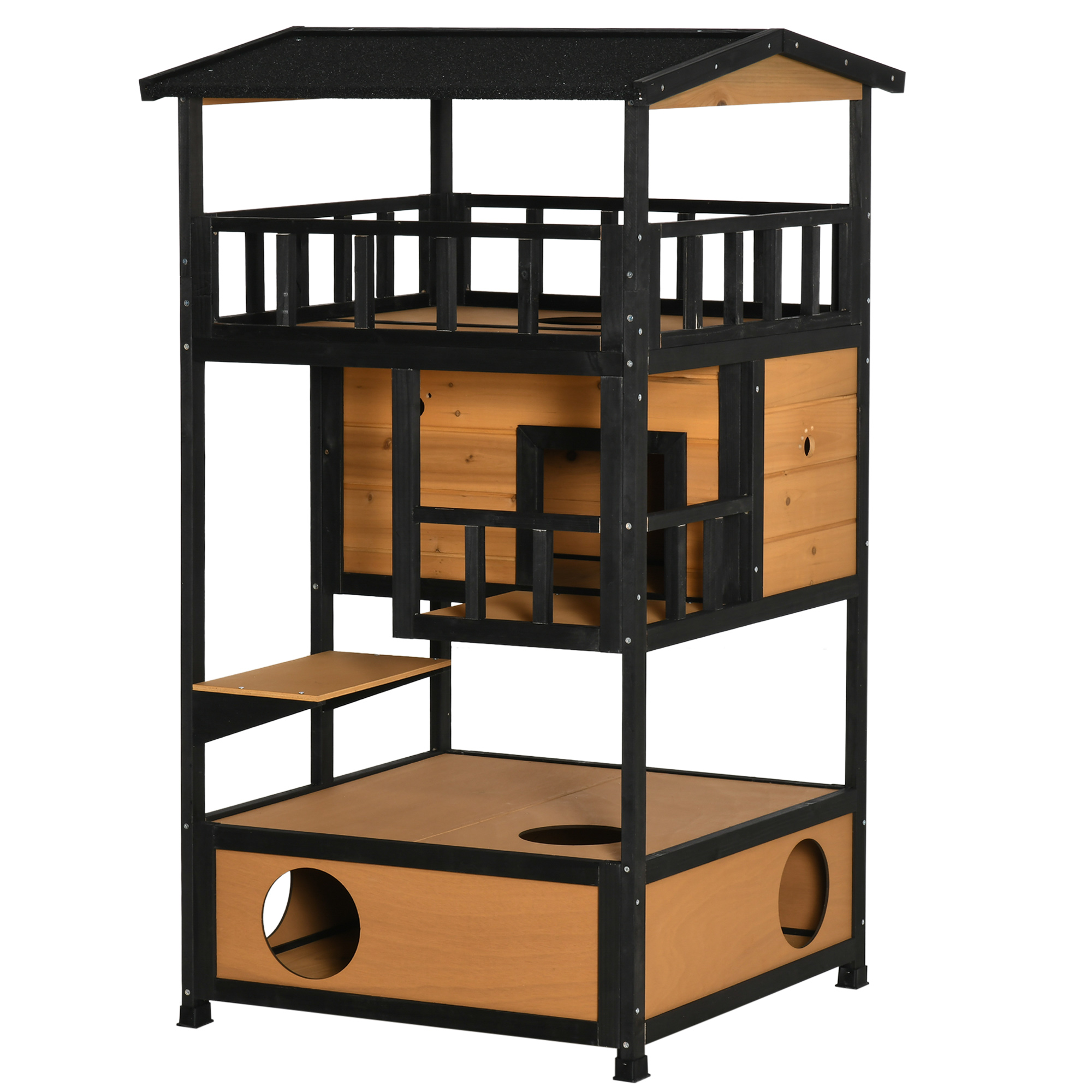 Katzenhaus Katzenhütte Outdoor Katzenhaus, wetterbeständig, 75,5 cm x 75 cm x 137 cm, Gelb