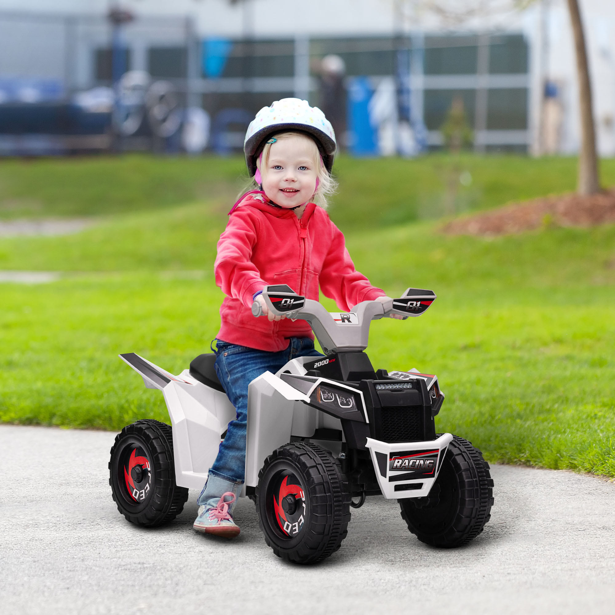 Kinderquad, 2,5 km/h, Vorwärts- & Rückwärtsgang, für 18-36 Monate, Weiß