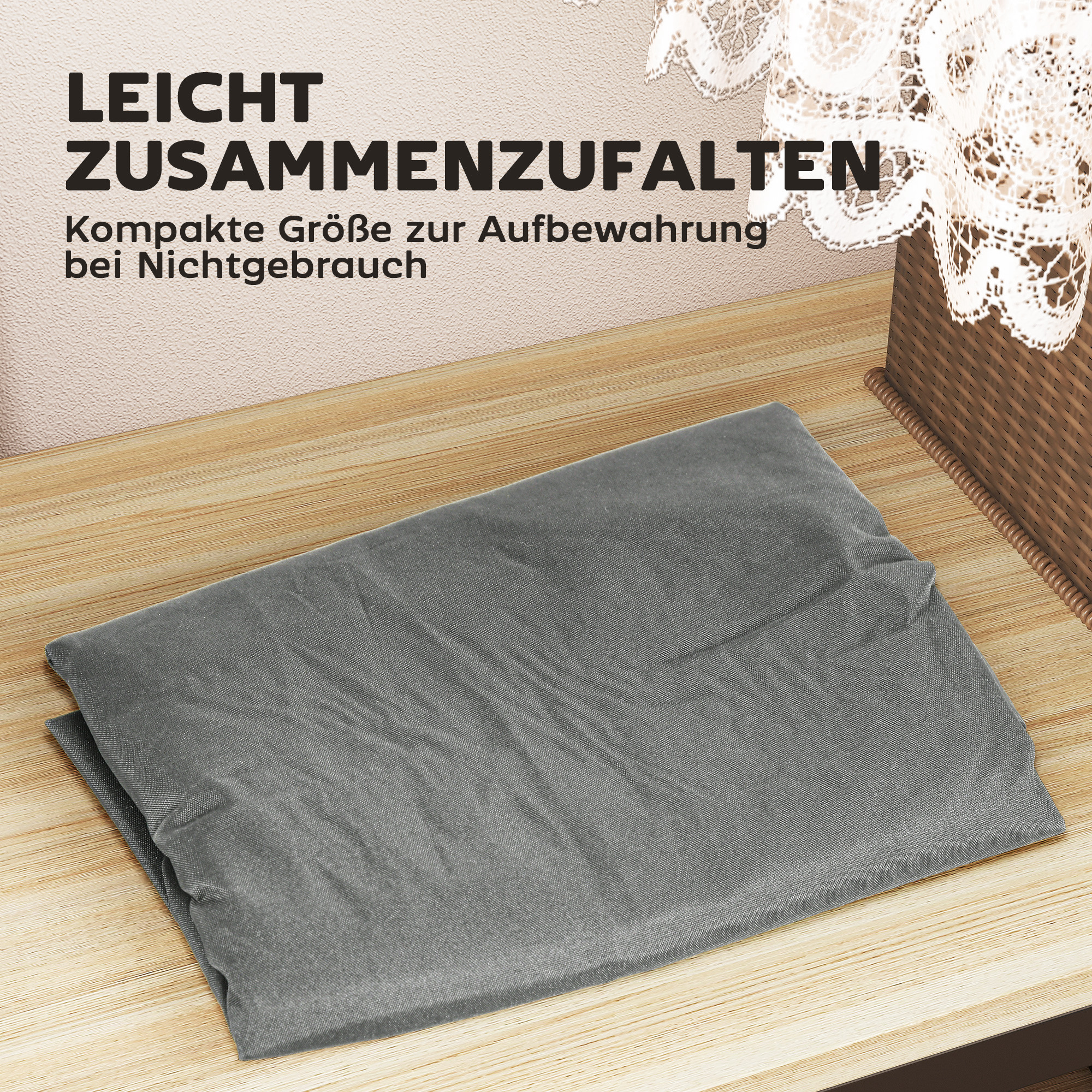 Aufbewahrungstasche Gartenpolster, Auflagentasche, Schutzhülle mit Tragegriff, Reißverschluss, 200 x 60 x 75 cm, Hellgrau