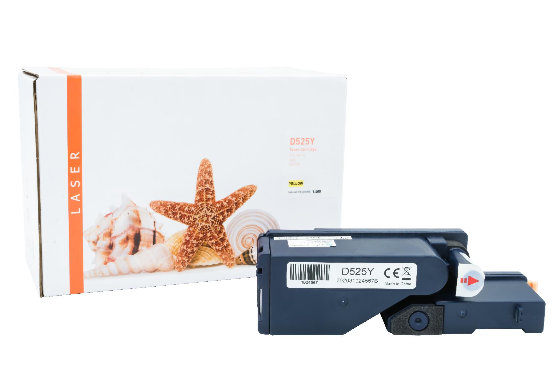 DELLE525Y alternativ Toner yellow für Dell / MWR7R / 1.400 Seiten