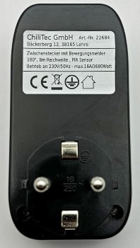 Zwischenstecker mit Bewegungsmelder, 8m Reichweite , 230V/1200W