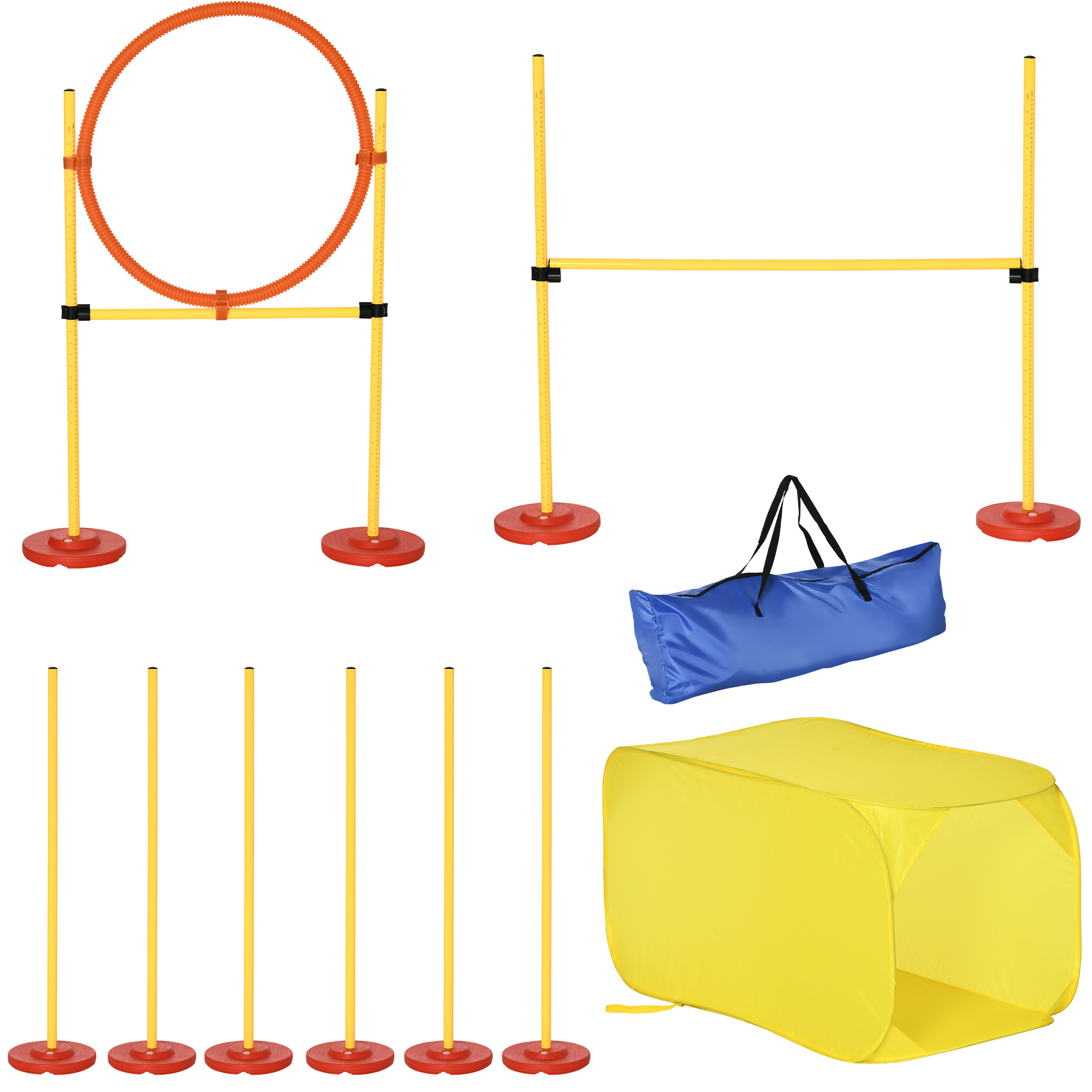 Hunde Agility-Set mit 4 Hindernissen Rot+Gelb Hunde Agility-Set mit 4 Hindernissen Rot+Gelb