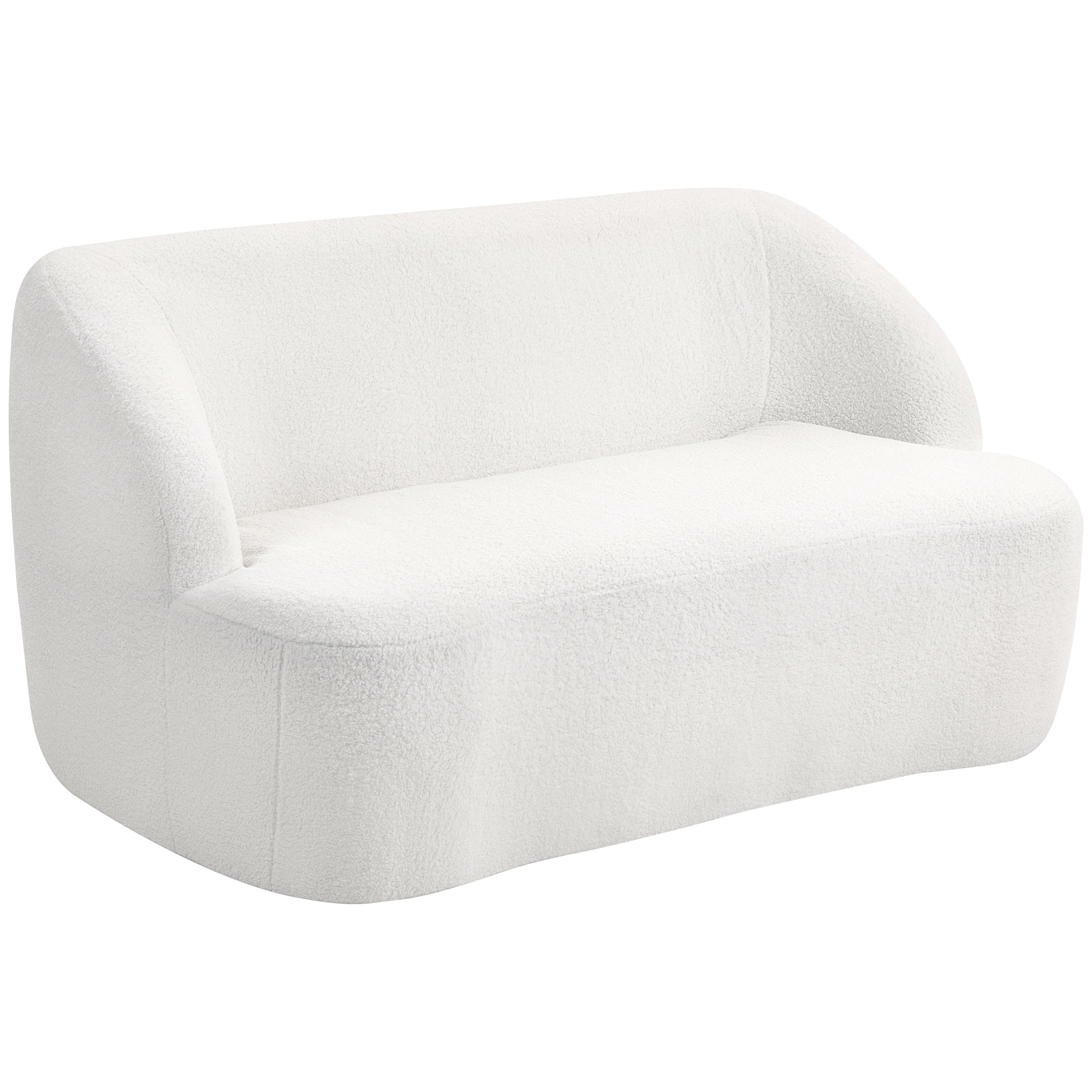 2-Sitzer-Sofa, geschwungenes Design, Polstersofa mit Fleece-Bezug, für Wohnzimmer, Schlafzimmer, Homeoffice, Cremeweiß 2-Sitzer-Sofa, geschwungenes Design, Polstersofa mit Fleece-Bezug, für Wohnzimmer, Schlafzimmer, Homeoffice, Cremeweiß