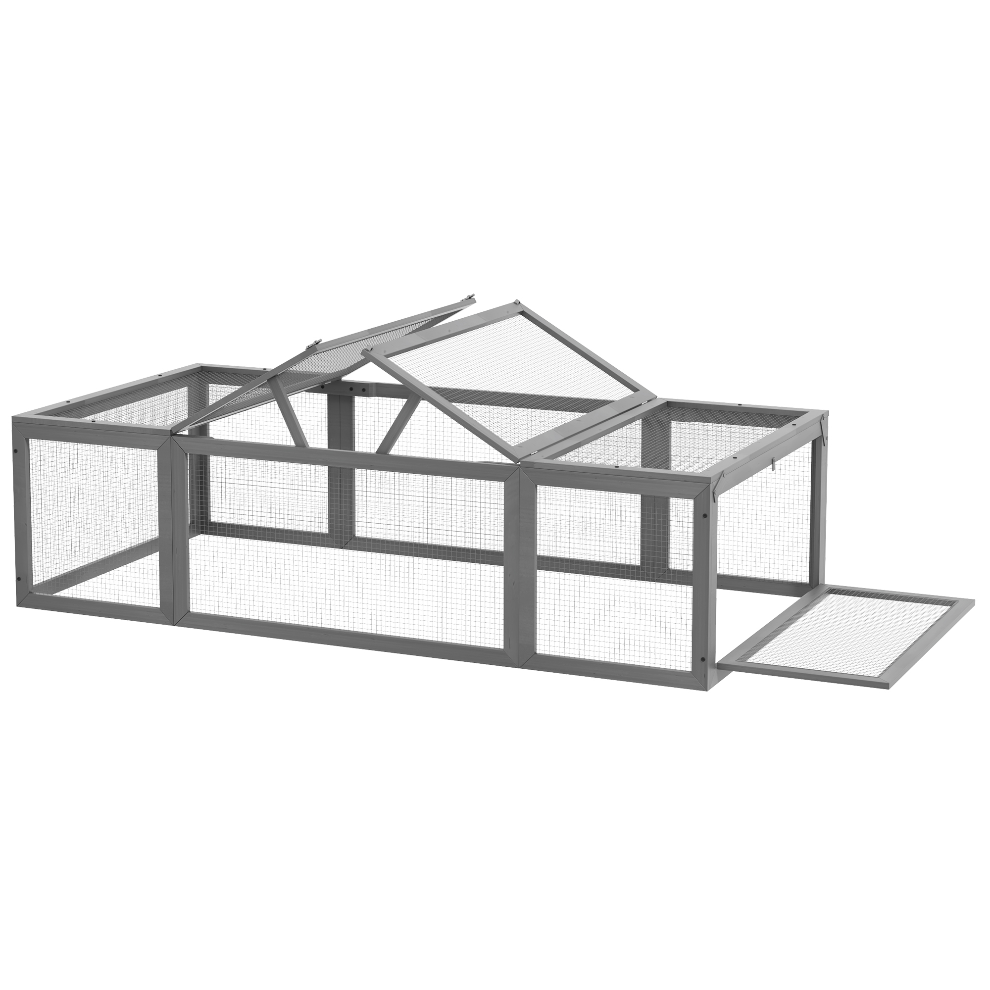 Freilaufgehege für Kleintiere Aufklappbares Dach Tannenholz Grau Freilaufgehege für Kleintiere Aufklappbares Dach Tannenholz Grau