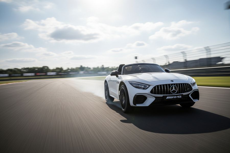 Kinderfahrzeug Mercedes SL63 AMG - weiß lackiert