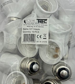 E27-Fassung "Duo", Y-Adapter, Kunststoff, auf 2x E27-Schraubfassungen