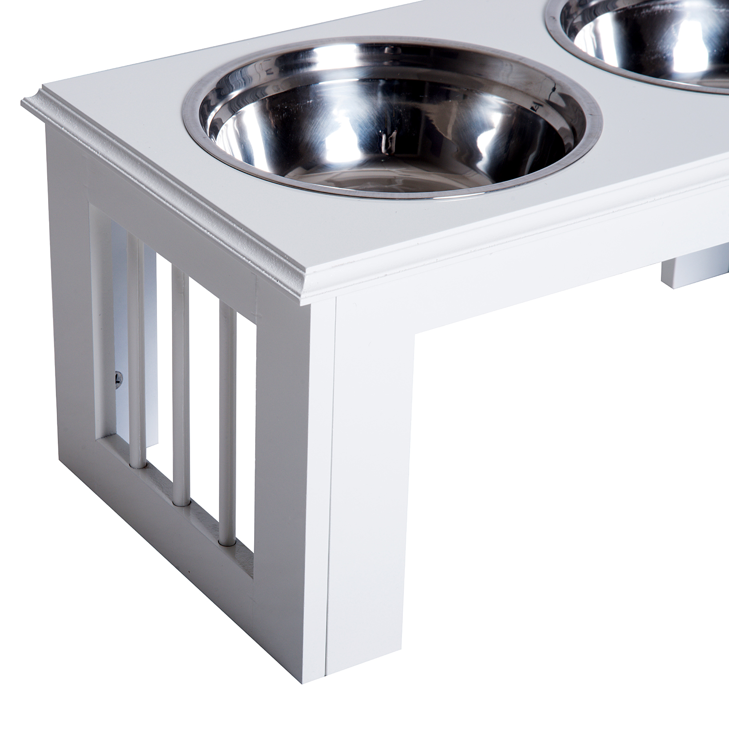 Hunde-Futterstation, rutschfest, 58,4 x 30,5 x 25,4cm, Weiß, 2L pro Napf