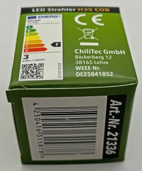 LED Strahler GU10 "H35 COB", 3000k, 265lm, 230V/3W, warmweiß