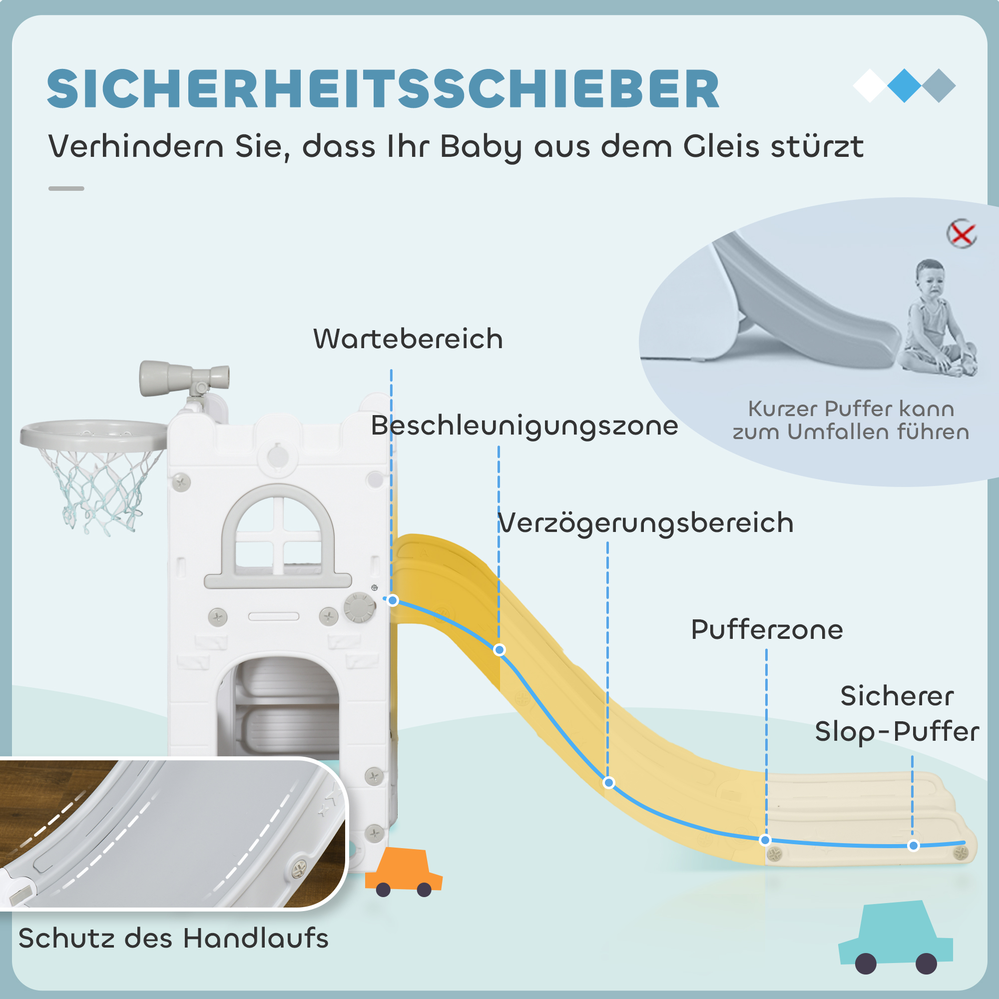 Kinderrutsche, 5 in 1, Kleinkinderrutsche mit Basketballkorb, Teleskop Klettergerüst Grau 70 x 177 x 92 cm