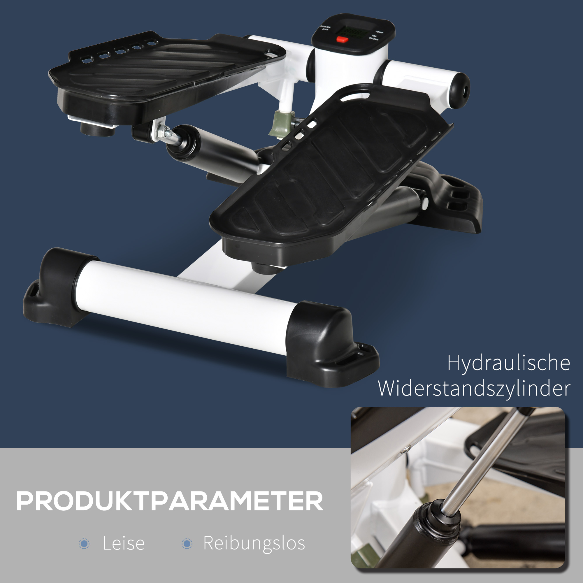 Mini Stepper für Zuhause, Rutschfest Up-Down Stepper mit LCD-Anzeige, Stepper Hometrainer mit zwei großen Pedalen, Stahl, Schwarz