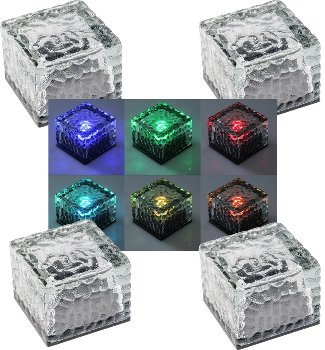 Solar Dekosteine IP65, 4er Set, mit Dämmerungssensor, RGB Solar Dekosteine IP65, 4er Set, mit Dämmerungssensor, RGB