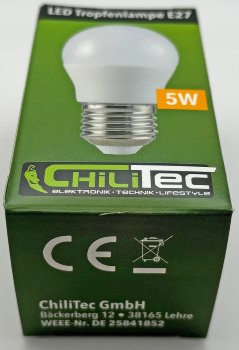 LED Tropfenlampe E27  "promo" warmweiß, 120°, 230V, 5W, 495lm, 3000k