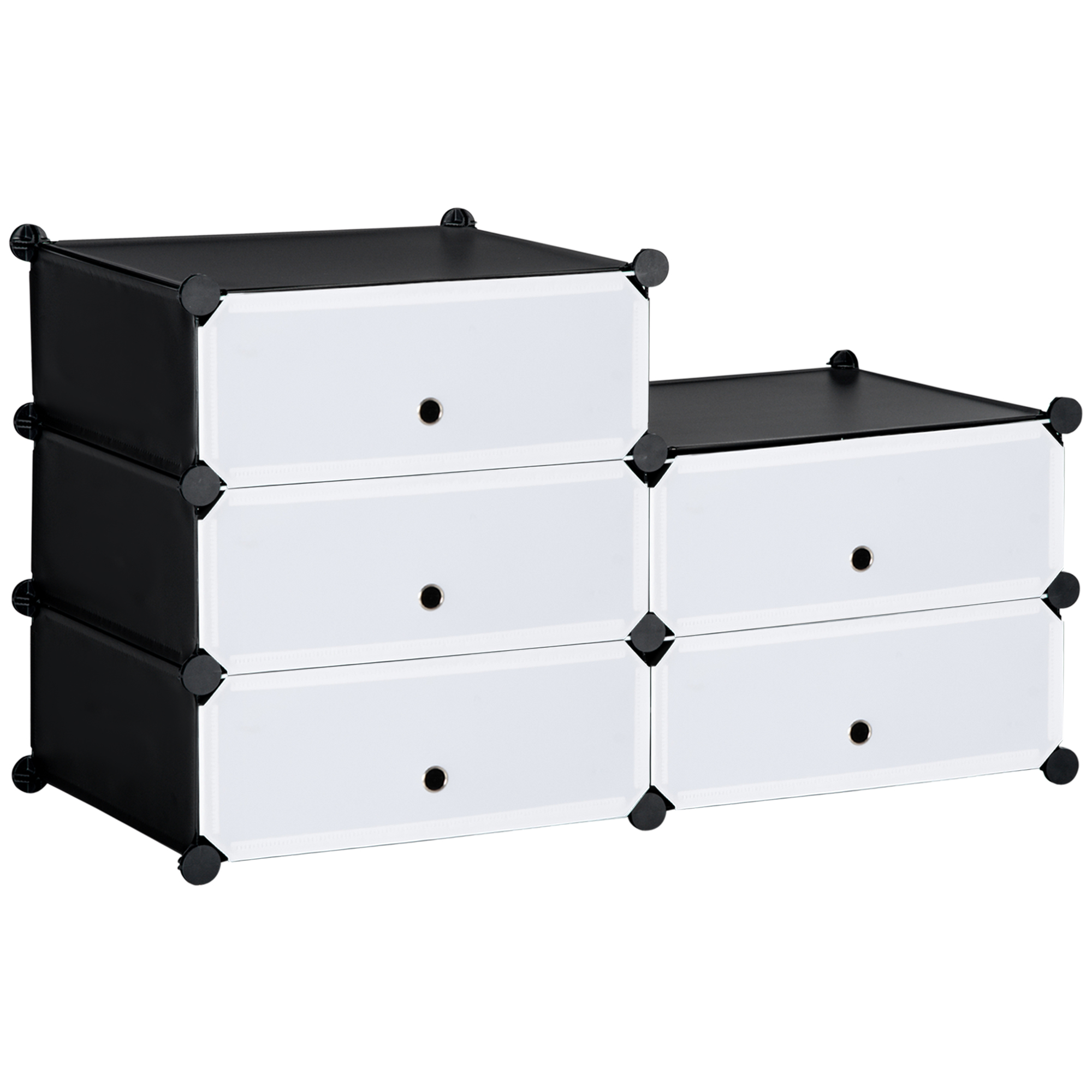 Modulares Regalsystem für 6 Paar Schuhe, 49 cm x 36,5 cm x 108 cm, Schwarz